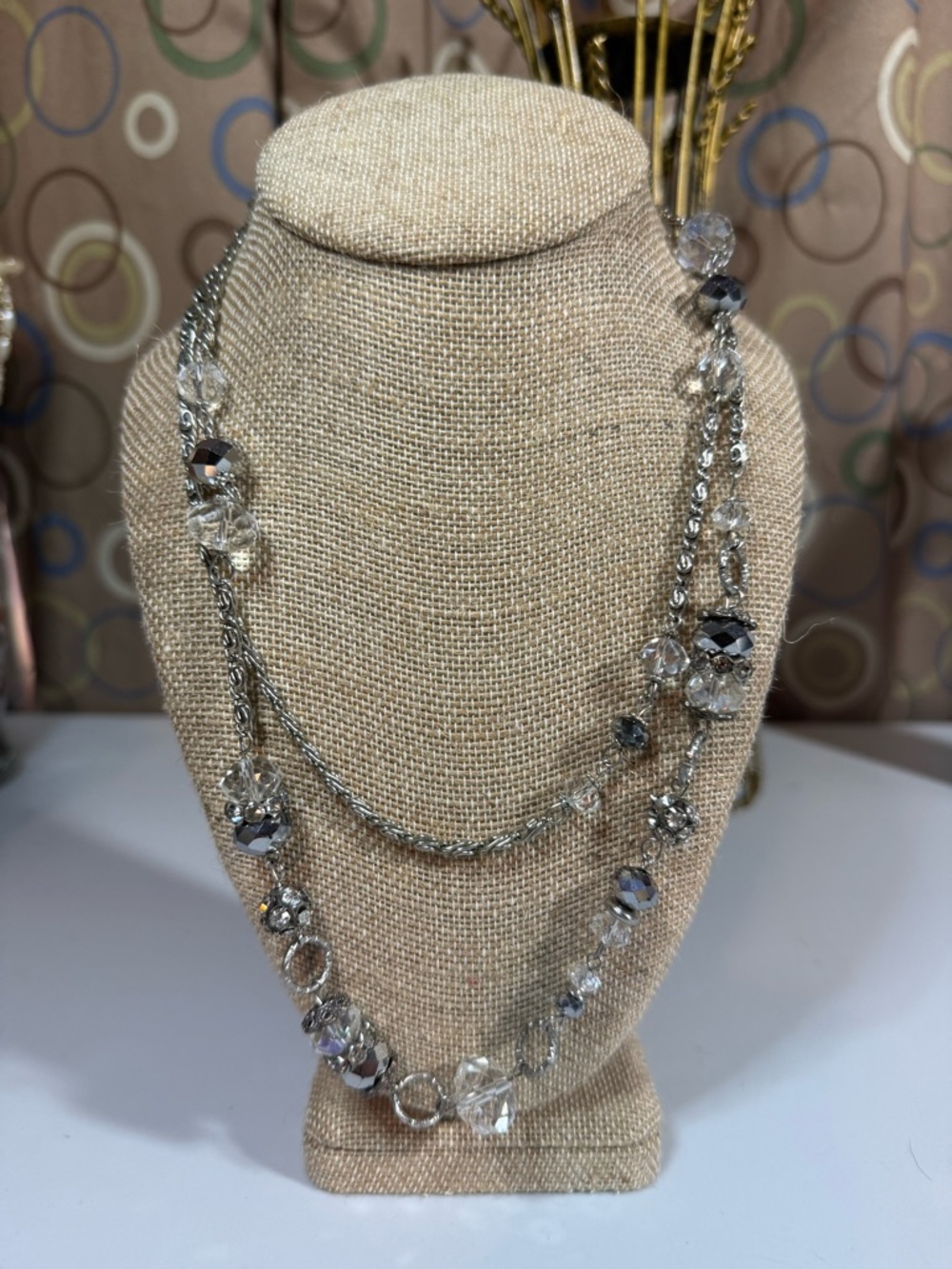 Vintage Y2K 20-inch Silver & Crystal Necklace V5